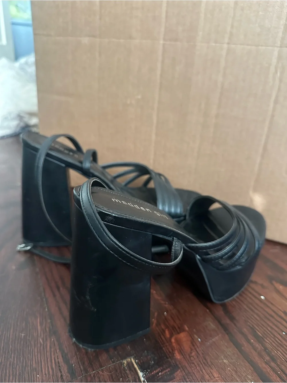 Steve Madden Black Strappy Platform Block Heel Sandals
